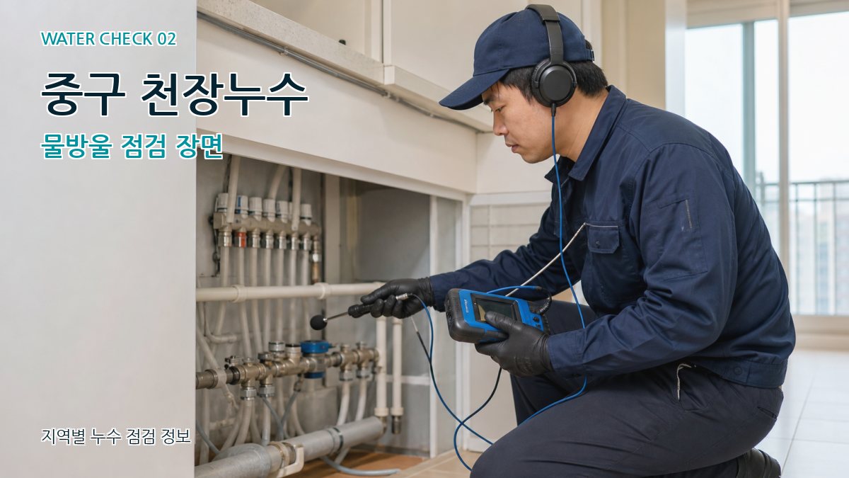 중구 천장누수 물방울 점검 장면