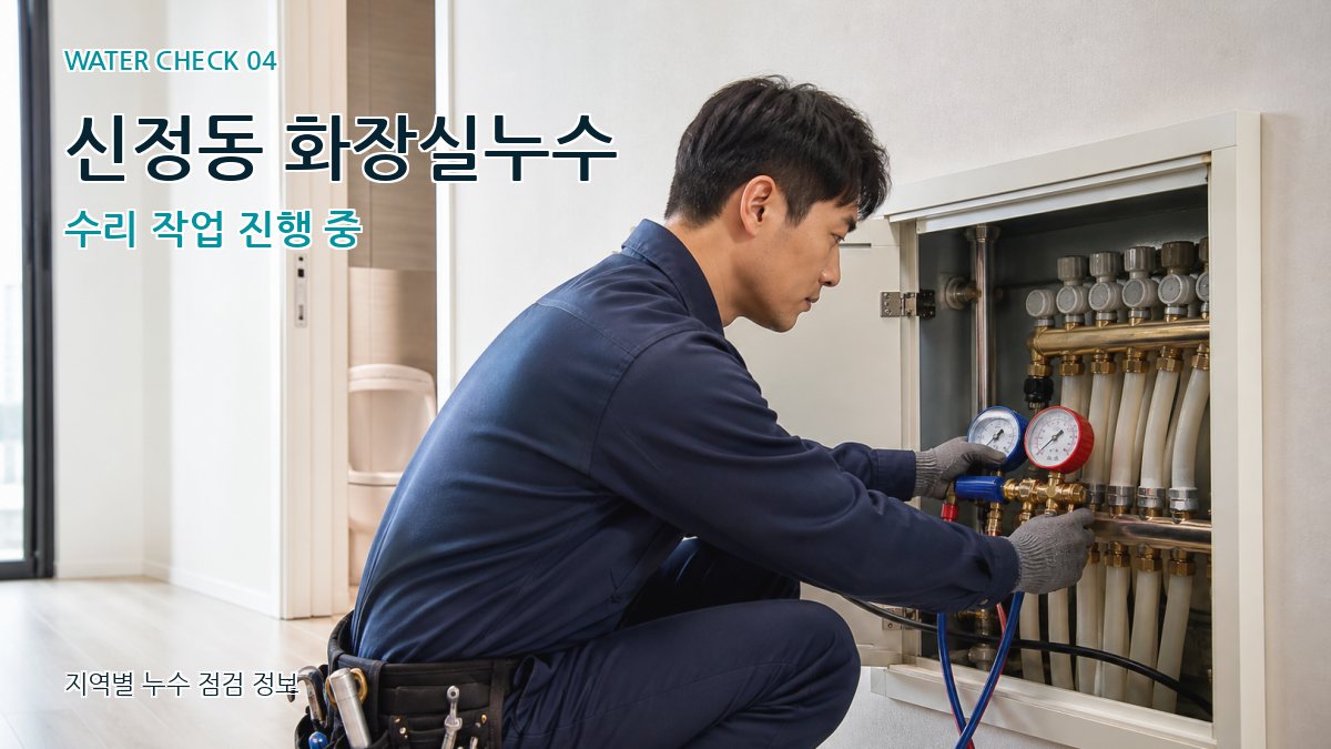 신정동 화장실누수 수리 작업 진행 중